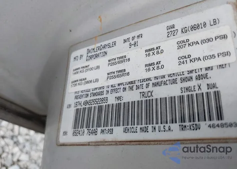 2002 Dodge Dakota Slt из США, поврежденный, VIN 1B7HL48N92S522859